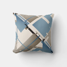 Slate Blue Taupe Black Beige Diagonal Abstrakt Kudde