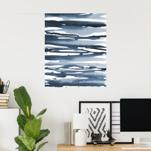 Slate Blue Watercolor Abstrakt Rand Poster