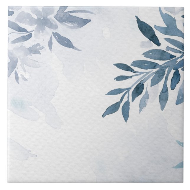 Slate Blue Watercolor Grenar Kakelplatta (Framsidan)