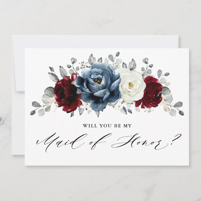 Slate Burgundy Ivory Kommer du att vara min Maid o Inbjudningar (Framsida)