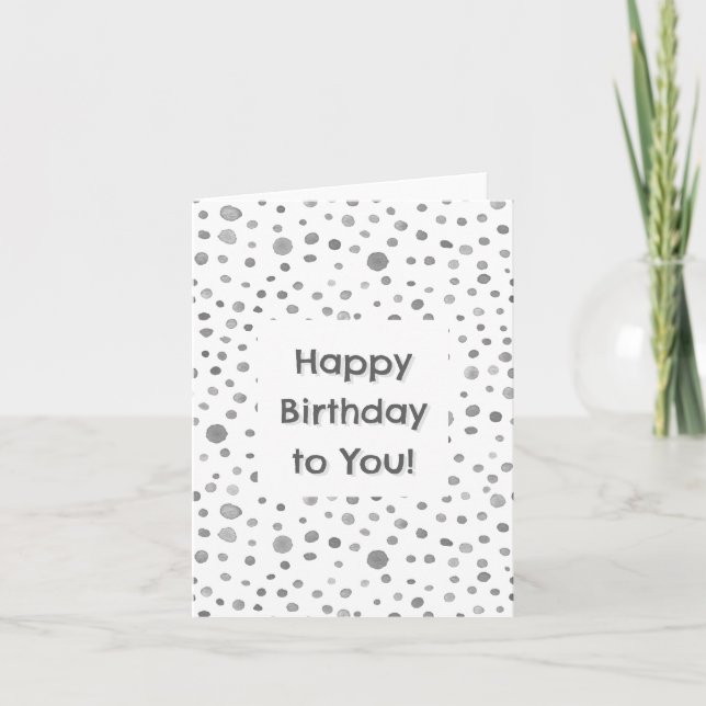 Slate Confetti Watercolor Dots Birthday Card Kort (Framsida)