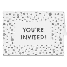 Slate Confetti Watercolor Dots Birthday Inbjudan