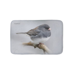 Slate Färgad Mörk-Eyed Junco på Pear Träd Badrumsmatta