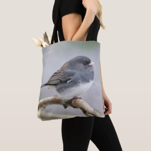 Slate Färgad Mörk-Eyed Junco på Pear Träd Tygkasse