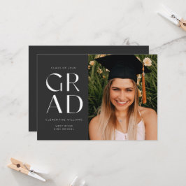 Slate Grad Block Modern Photo Studenten Inbjudningar