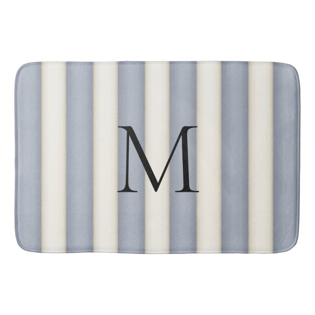 Slate Grått & Antique White Rand Monogrammad Badrumsmatta (Framsidan)