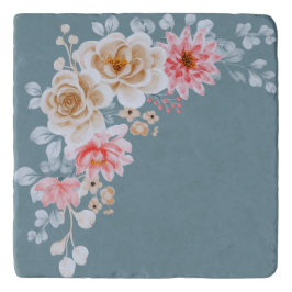 Slate Grått Blommigt Bouquet Trivet