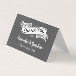 Slate Grått Chalk Stil Bröllop Tack Kort