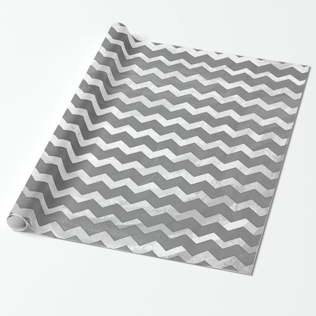 Slate Grått Chevron Mönster Presentpapper (Utrullad)