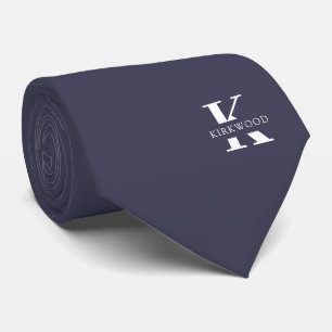 Slate Grått Elegant Monogram + Namn Slips