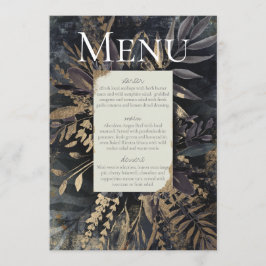 Slate grått gilded menu foliage bouquet inbjudningar