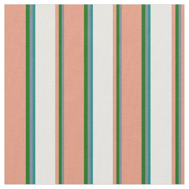 Slate Grått, Grönt, Mörk Salmon, Mint Cream & Teal Tyg (Närbild)