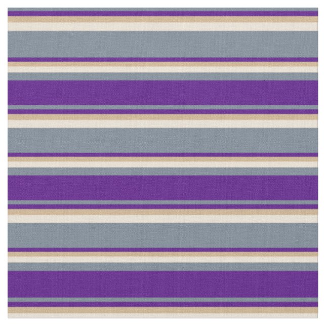 Slate Grått, Indigo, Tan & Bisque Mönster Tyg (Närbild)