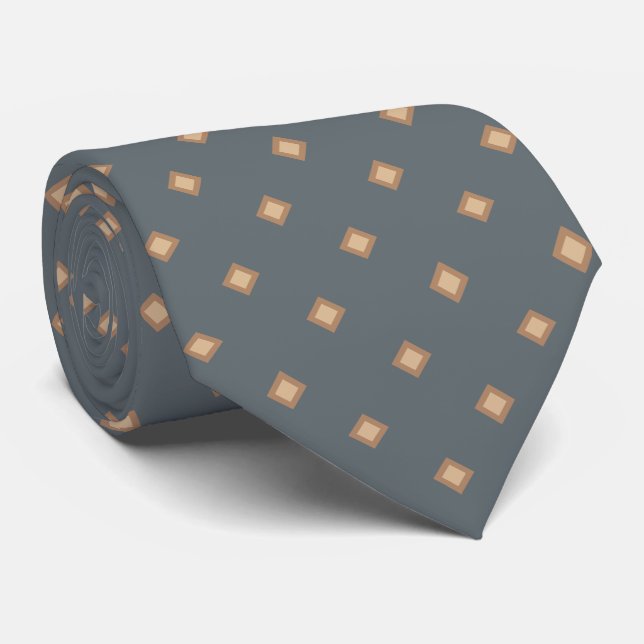 Slate Grått-kaffe, latte Diamond Polka Dot Mönster Slips (Rullad)