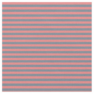 Slate Grått & Light Coral Färgad Stripe Mönster Tyg