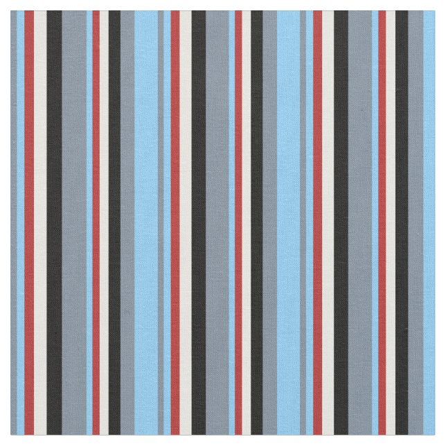 Slate Grått, Light Himlar Blue, Red, White & Black Tyg (Närbild)