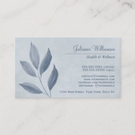 Slate Grått Löv på dammblått Elegant Feminin Visitkort