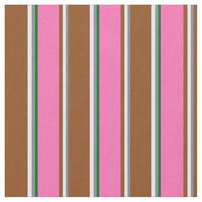 Slate Grått, Mint Cream, Brown, Shock rosa & Grönt Tyg (Närbild)