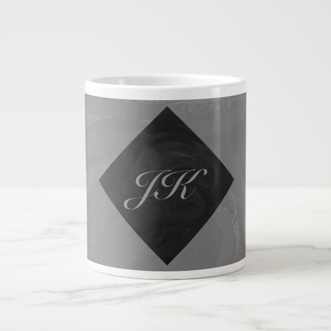 Slate Grått Monogram Jumbo Mugg (Framsidan)