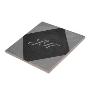 Slate Grått Monogram Kakelplatta