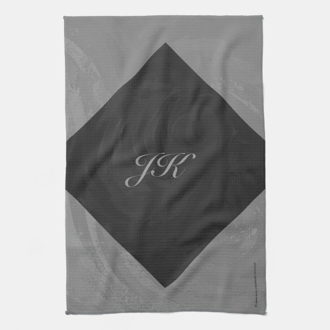 Slate Grått Monogram Kökshandduk (Vertikal)