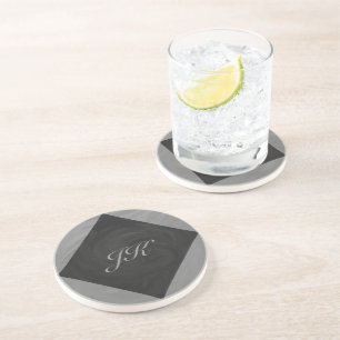 Slate Grått Monogram Underlägg Sandsten
