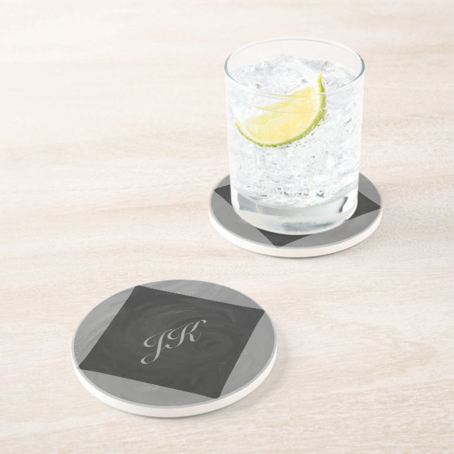 Slate Grått Monogram Underlägg Sandsten (Sidan)