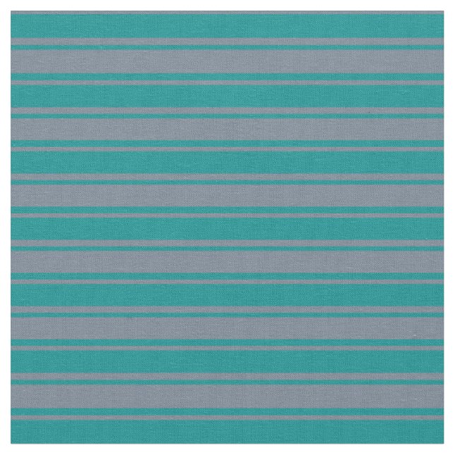 Slate Grått & Mörk Cyan Rand Mönster Tyg (Närbild)