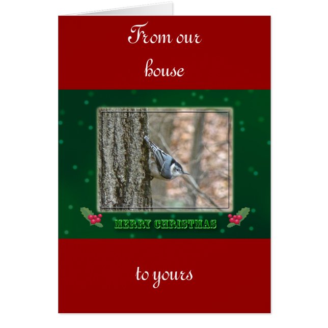 Slate Grått Nuthatch jul Songbird jul Hälsningskort (Framsidan)
