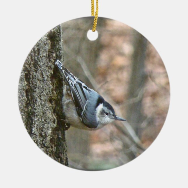 Slate Grått Nuthatch jul Songbird Ornament (Framsidan)