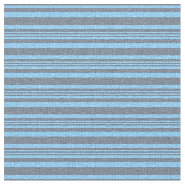 Slate Grått och Light Himlar Blue Färgad Rand Tyg (Närbild)