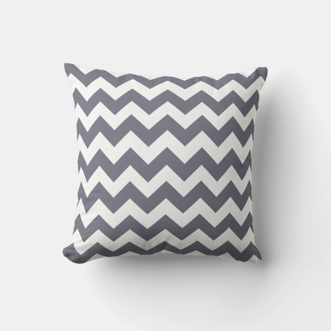 Slate Grått och White Chevron Zig Zag Pillow Kudde (Framsida)