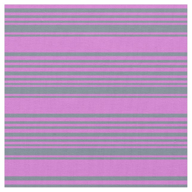 Slate Grått & Orchid Färgad Lintrad/Stripe Mönster Tyg (Närbild)