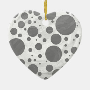 Slate Grått Polka Dot Mönster Julgransprydnad Keramik
