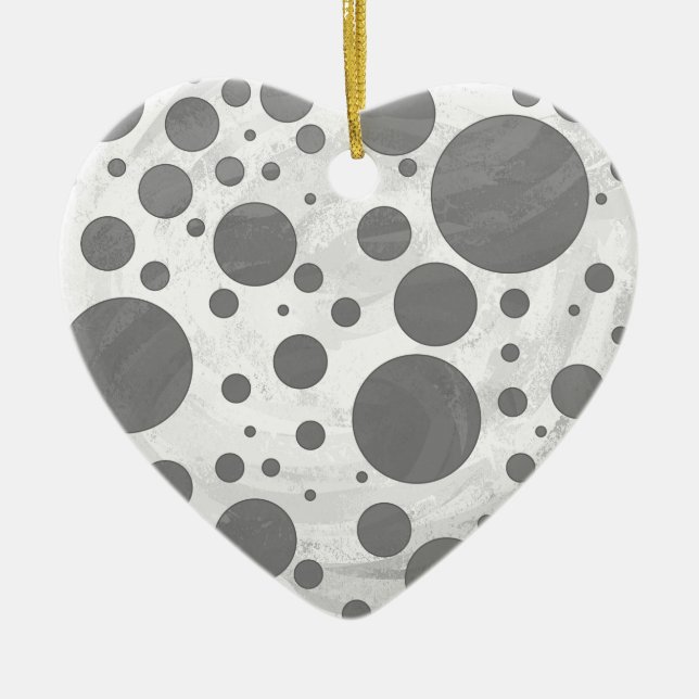 Slate Grått Polka Dot Mönster Julgransprydnad Keramik (Framsidan)