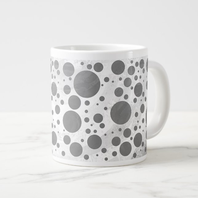 Slate Grått Polka Dot Mönster Jumbo Mugg (Framsida höger)