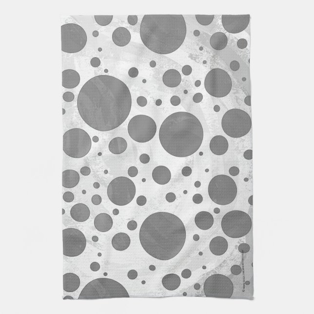 Slate Grått Polka Dot Mönster Kökshandduk (Vertikal)