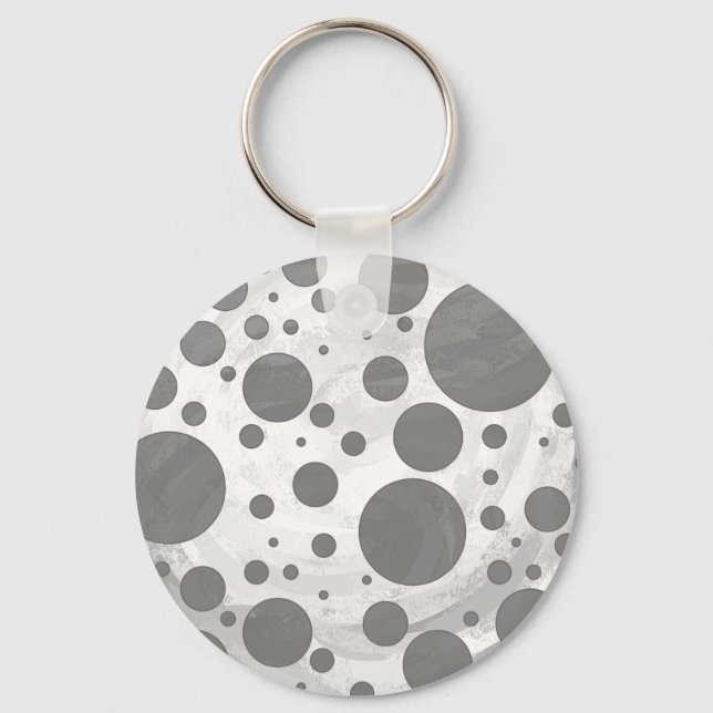 Slate Grått Polka Dot Mönster Nyckelring (Framsida)