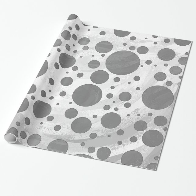 Slate Grått Polka Dot Mönster Presentpapper (Utrullad)