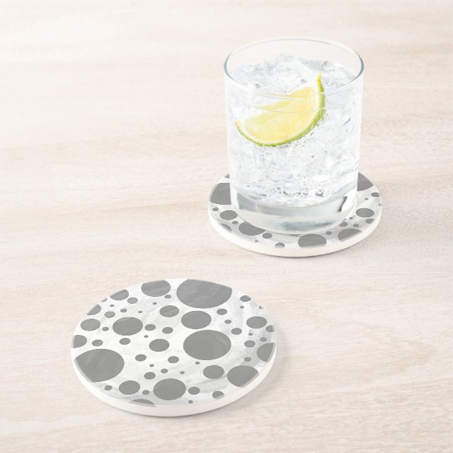 Slate Grått Polka Dot Mönster Underlägg Sandsten (Sidan)