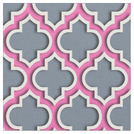 Slate Grått, Shock rosa Moroccan Quatrefoil #5DS Tyg