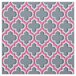 Slate Grått, Shock rosa Moroccan Quatrefoil #5DS Tyg