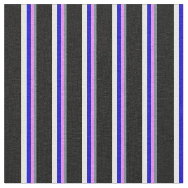 Slate Grått, Violet, Blue, White & Black Rand Tyg (Närbild)