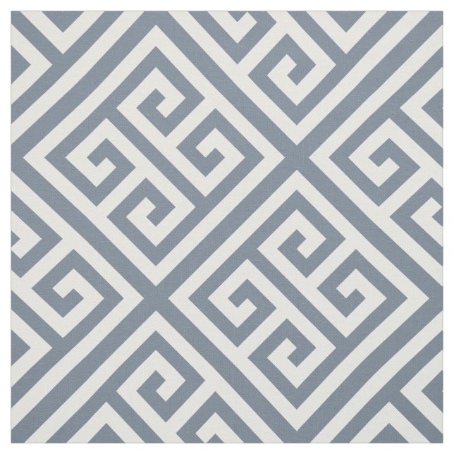 Slate Grått White Med Grekiska Nyckel Diag T Mönst Tyg (Provkarta)