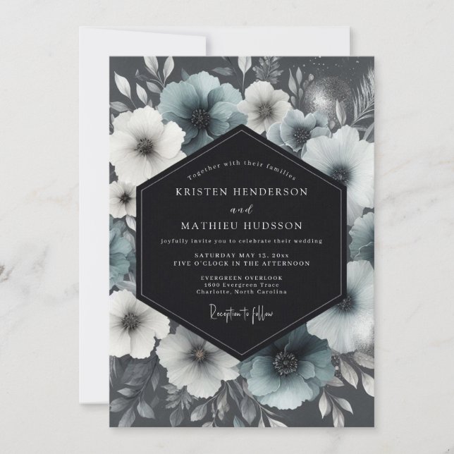 Slate Moody Anemone Wedding Inbjudningar (Framsida)