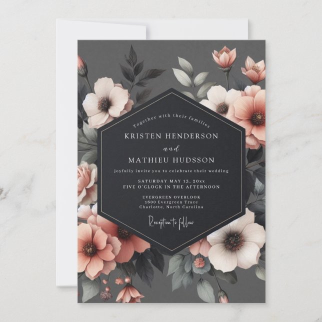 Slate Petal Twilight Wedding Inbjudningar (Framsida)