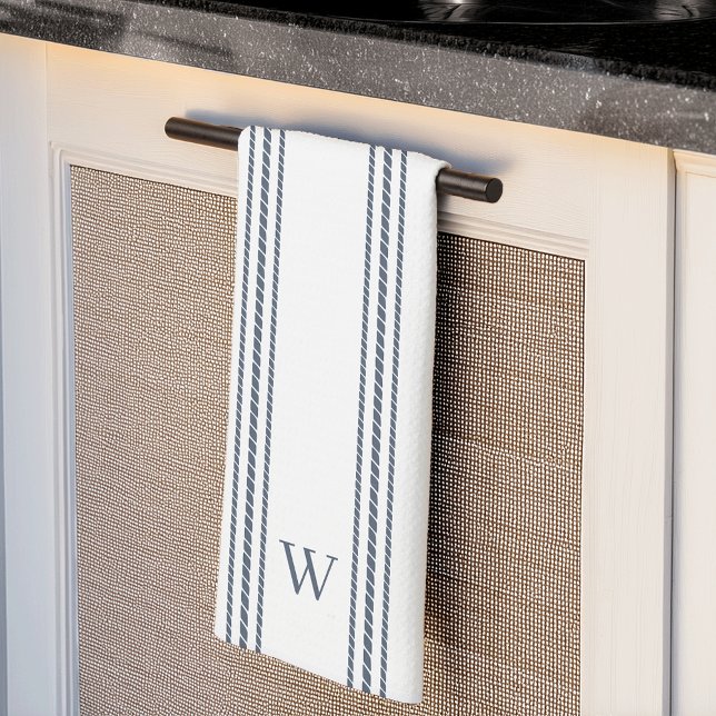 Slate | Rope Rand Monogram Kökshandduk (Skapare uppladdad)