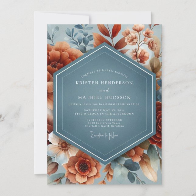 Slate Rust Brushstroke Wedding Inbjudningar (Framsida)