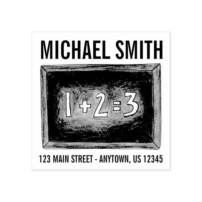 Slate School Chalkboard Math Teacher Class Adress Stämpel (Tryck)