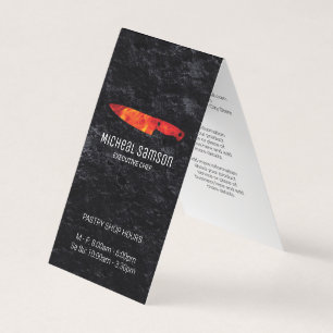 Slate Sten Fire Knivar Chef Visitkort